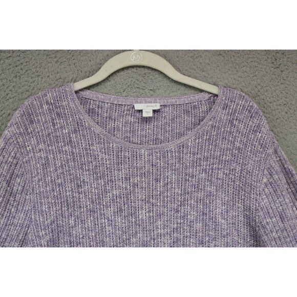 Pure Jill Purple Ribbed 3/4 Sleeve Sweater-Size Large - Picture 4 of 10